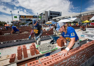 Johnny Langeraap laying a course of brick at the 2021 SPEC MIX BRICKLAYER 500