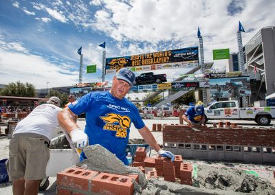 Brian Tuttle laying brick at the 2021 SPEC MIX BRICKLAYER 500