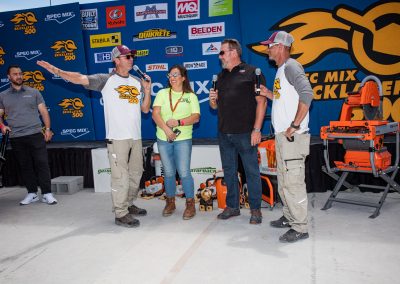 iQ interview at the winner's stage during the SPECMIX BRICKLAYER 500